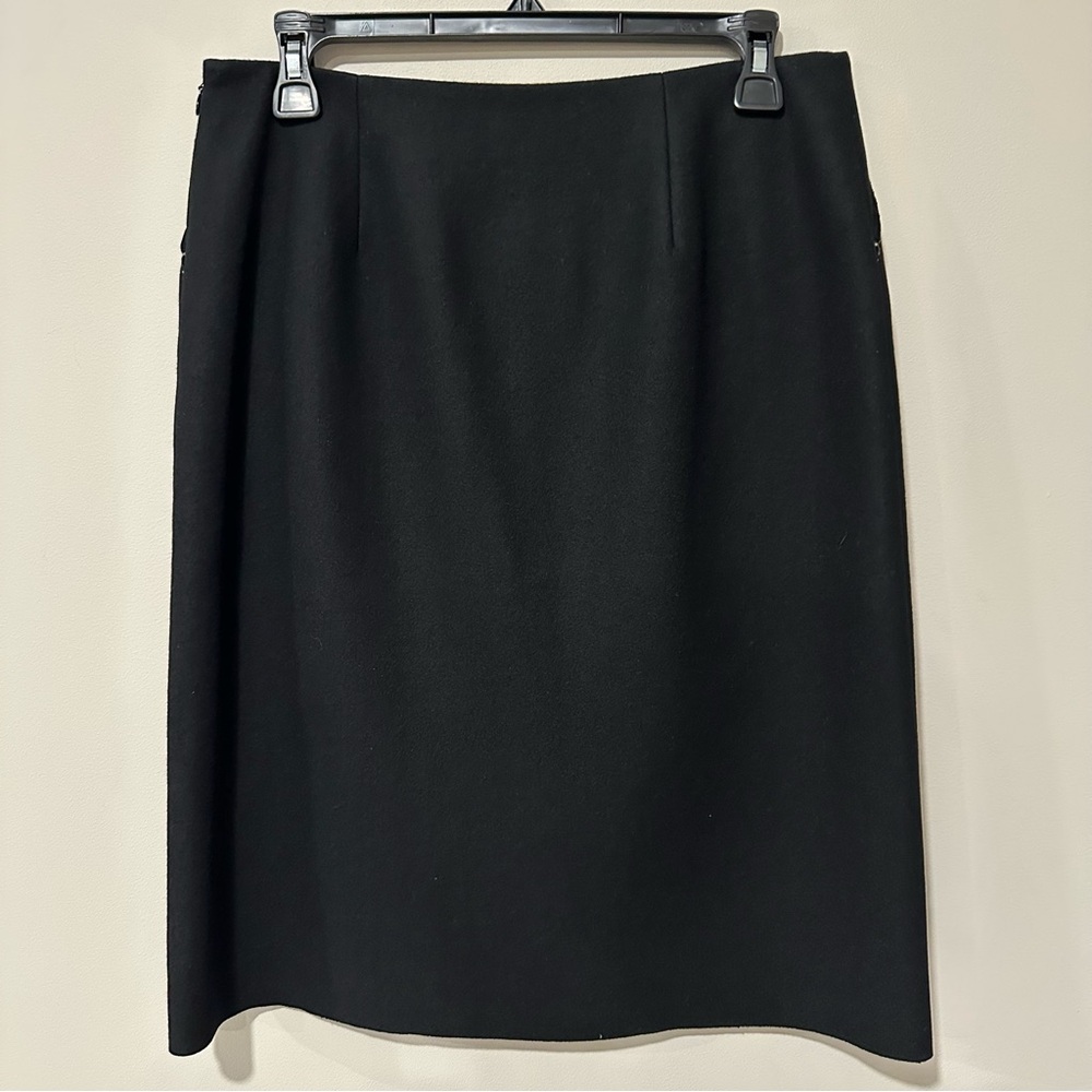 Vintage J.Crew Wool Pencil Skirt Black Contrast Stitch Size 6 Preppy Minimalist - Picture 3 of 7
